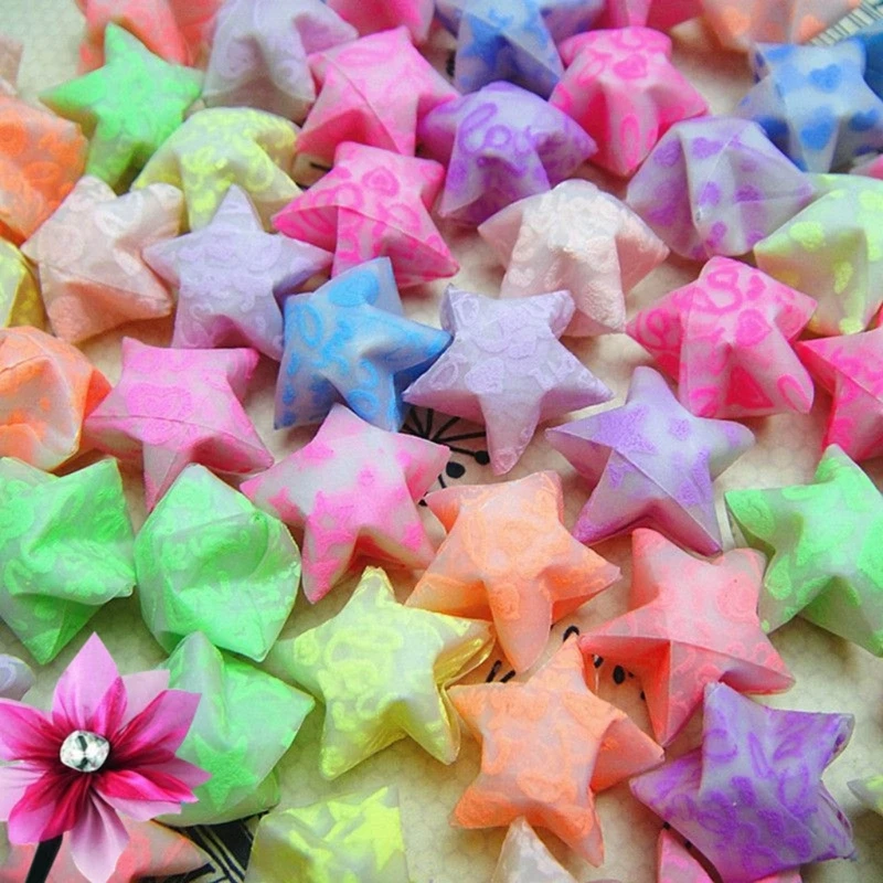 Sheets Paper Set Folding Paper Hand Art Folding Star Paper Strips Lucky Luminous Star Folding Paper Sheets for Hand DropShipping