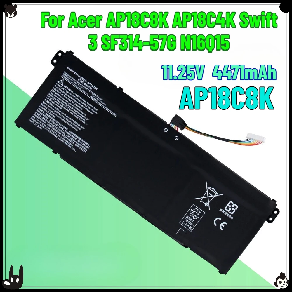 Laptop Battery 11.25V 4471mAh AP18C8K AP18C4K for Acer Aspire 5 A515-43-R057 R4MG R6F6 R6WW A515-44 R7NU R5UZ KT00304012