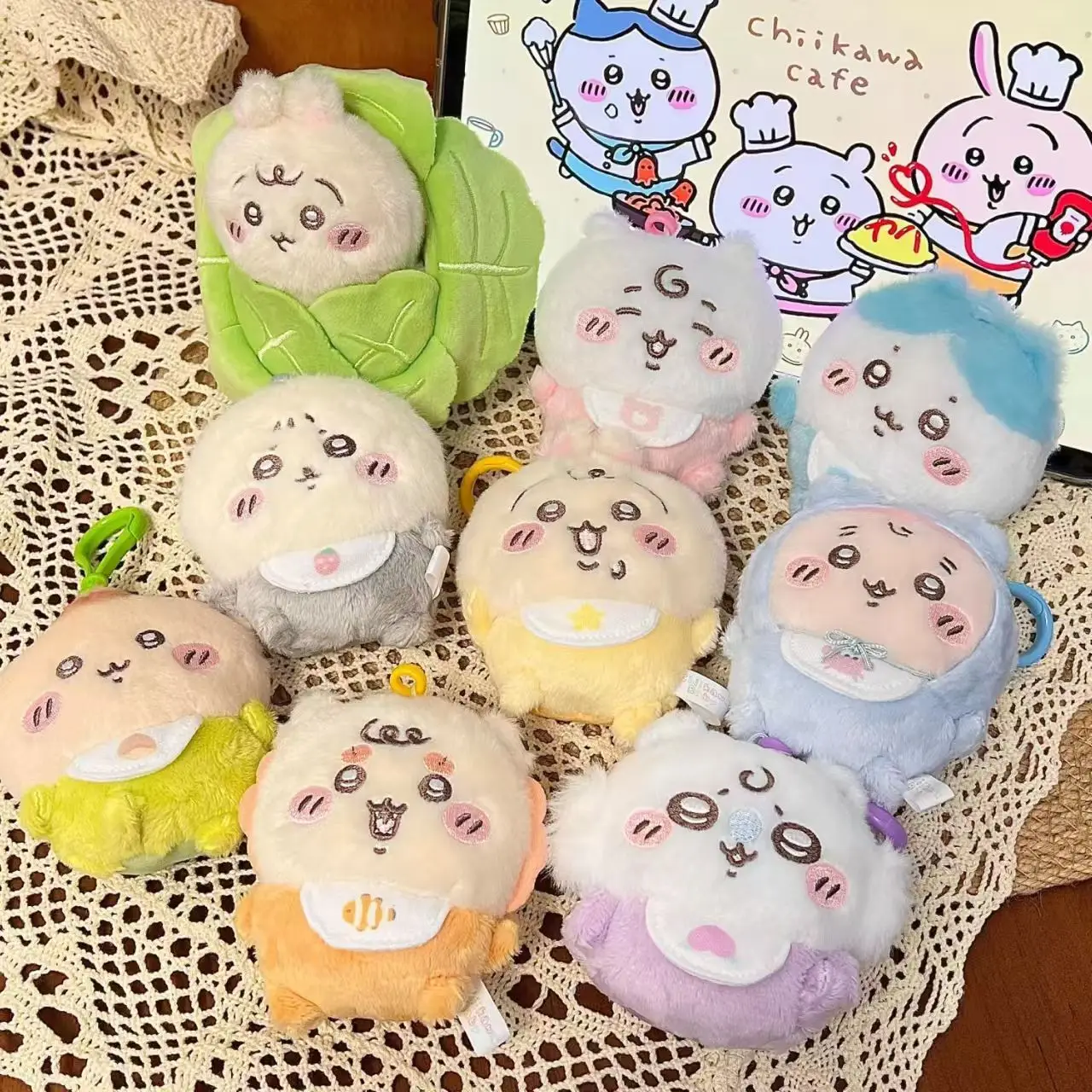 Cute Chiikawa Baby Cabbage Swaddle Plush Doll Pendant Chii Fluffy Figure Ornament Gift For Girls Bag Decor Collection Toy