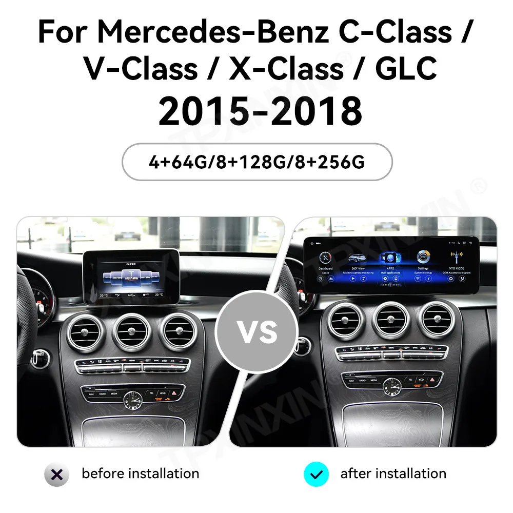 14.9''Car Radio Stereo Android For Mercedes-Benz C Class V Class X Class W205 GLC W446 2015-2018 GPS Navi Multimedia Head Unit