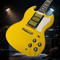 Free Shipping Yellow SG  Electric Guitar White Protective Board Mahogany Body Rosewood Fingerboard 40 Inch Fixed Bridge