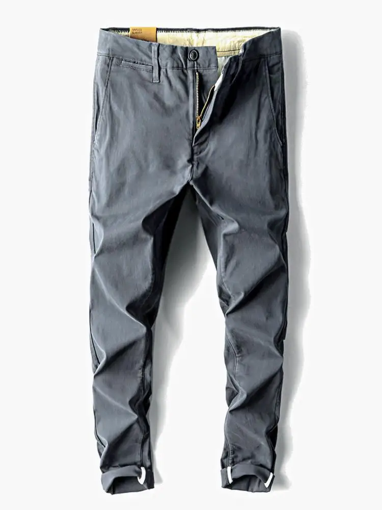 

Мужские эластичные повседневные брюки Yezoe: приталенный прямой крой, модный бренд, осень-зима, новинка, молодежный стиль, смесь хлопка...