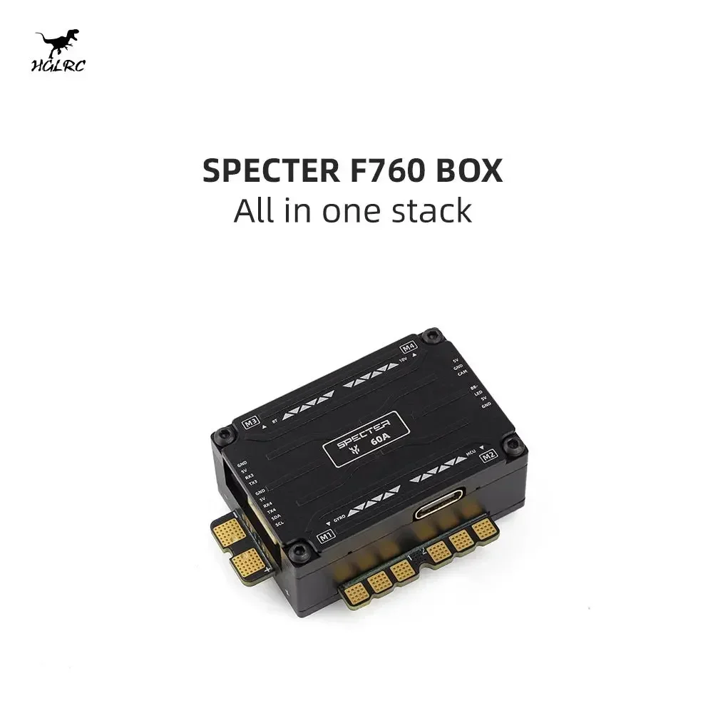 HGLRC SPECTER F760 BOX Stack 2‑6S, F722 Flight Controller + 60A BL32 4in1 ESC, MPU6000 Gyro BMP280 Barometer, 20x20mm M3