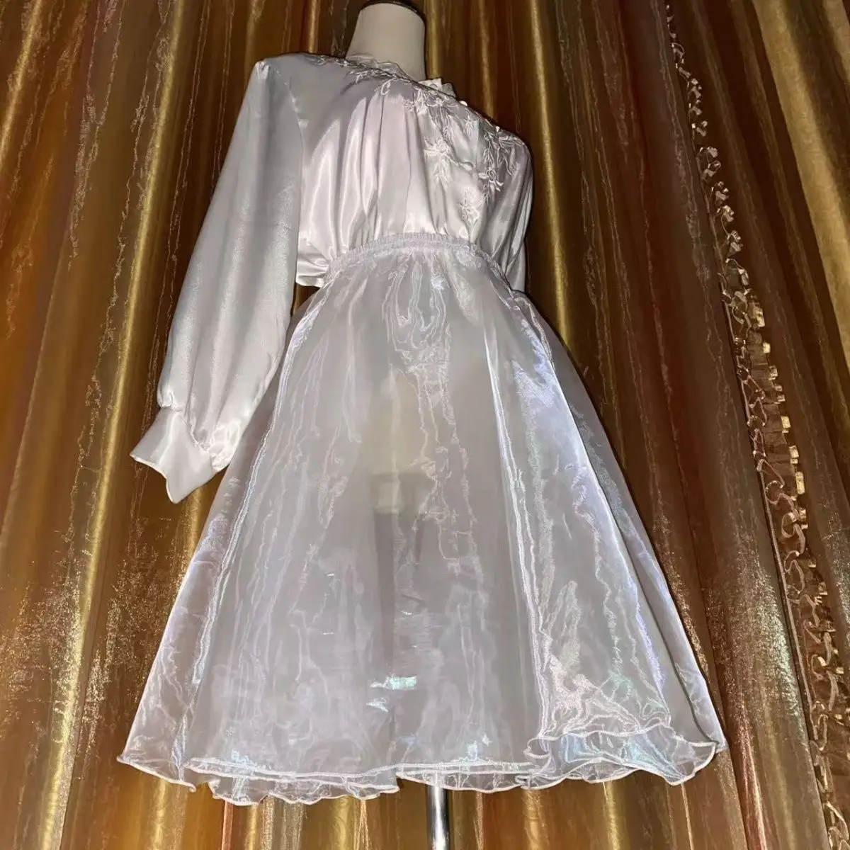 

Элегантная женская юбка миди из глянцевой атласной органзы с высокой талией, А-силуэт