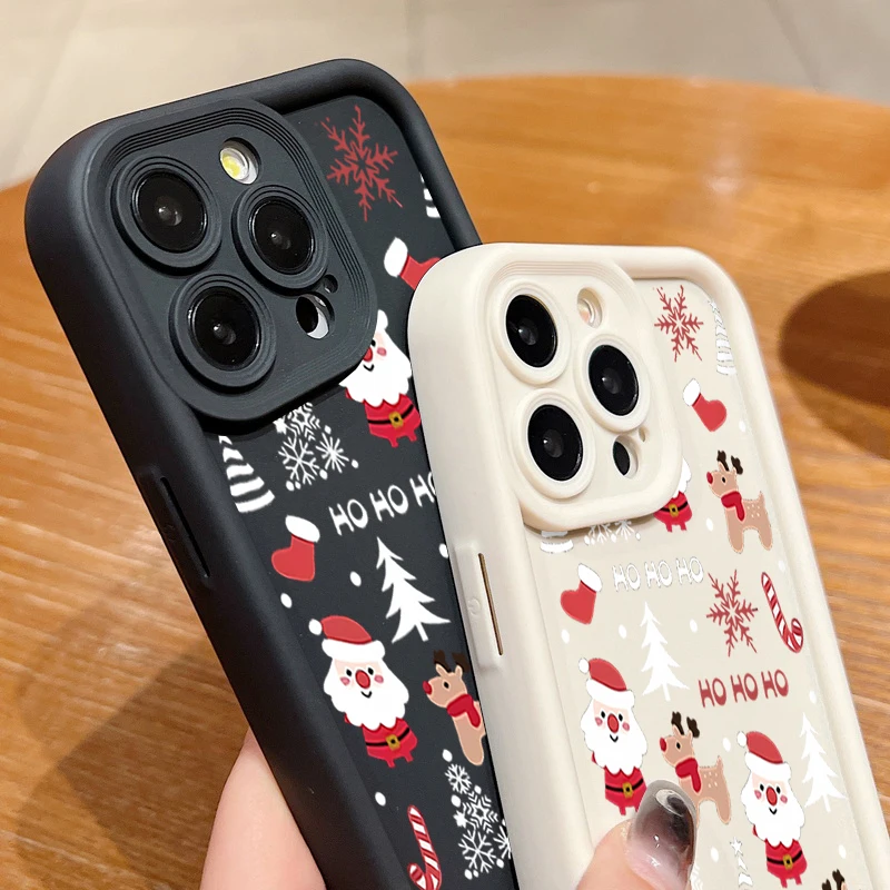 Santa Claus Patterned Soft TPU Phone Case For iPhone Air 16e 17 16 15 14 Pro Max 13 12 Pro 15 16 Plus Shockproof Silicone Cover