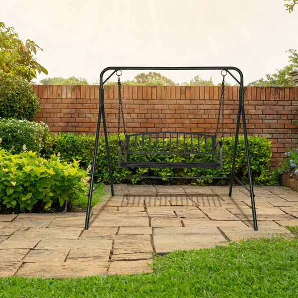 

176*128*180Cm black iron swing frame with flat top, 250Kg, for courtyard, N002 (swing frame only)
