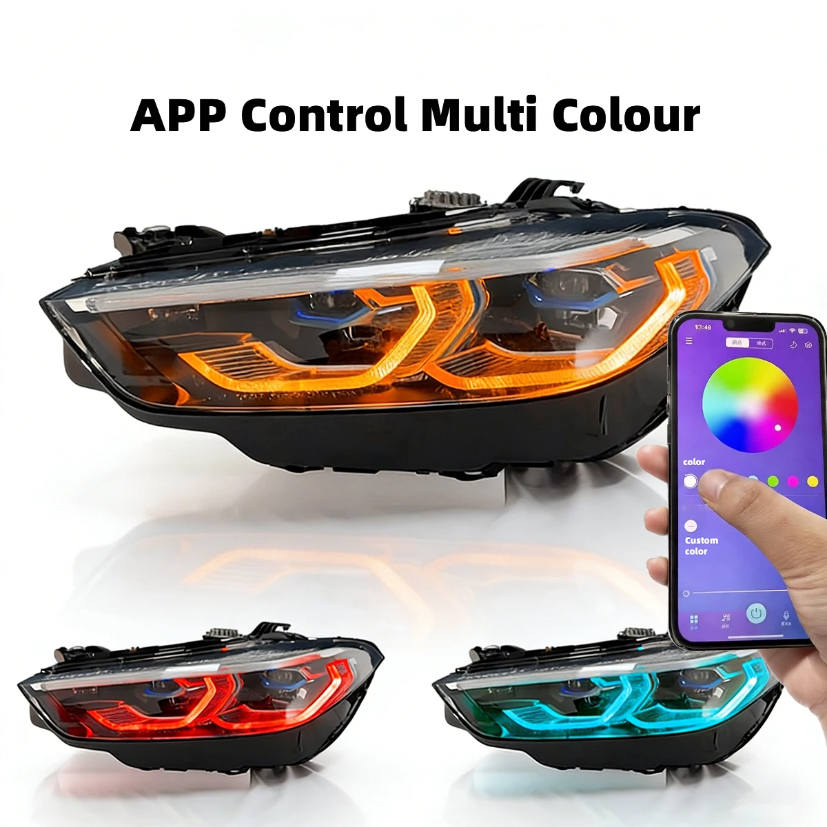 LED Headlight Assembly For BMW 8 Series M8/G14 G15 G16 F91 F92 F93 2017-UP RGB APP Control DRL Plug And Play Car Accessories