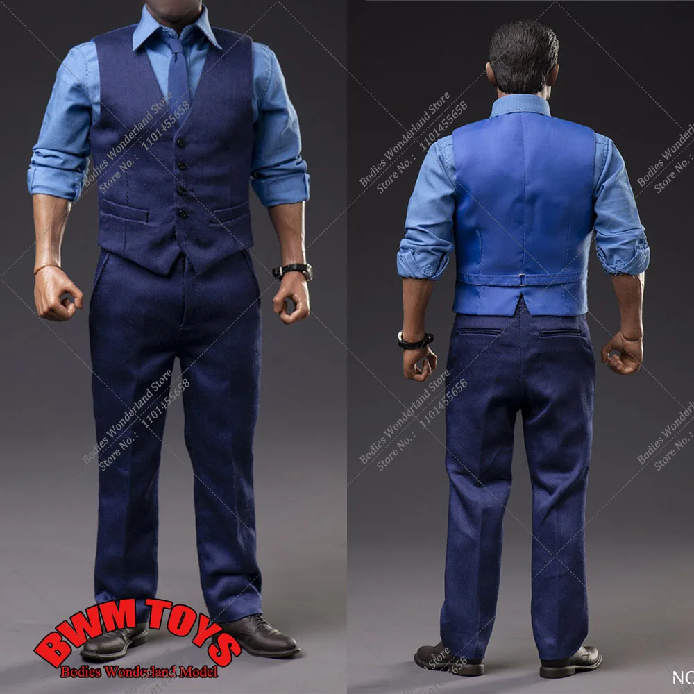 

YUIS CUSTOM TOYS Y001 1/6 Scale Blue Gentleman Suit Shirt Waistcoat Leather Shoes Business Clothes for 12'' AT017 Action Figure