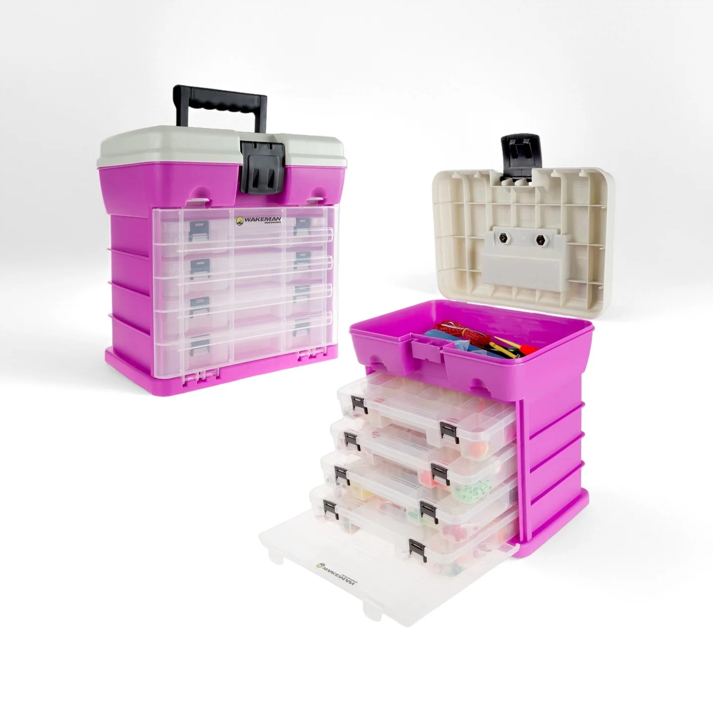 صندوق أدوات صيد السمك 5 طبقات مع 4 صواني، 19 حجرة للتخزين المنظم، متين للاستخدام الخارجي والمنزلي