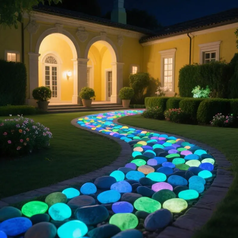 100/200 Stück im Dunkeln leuchtende Steine, Outdoor-Dekoration, Solar-Steine für die Landschaftsbau, leuchtet im Dunkeln, Stoneor, Garten, Hinterhof, Party-Dekoration