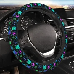 Witchcraft Cat Cute Steering Wheel Cover Universal 15 Inch Car Accessories Protector for Women Men Girls Fit Most Vehicles