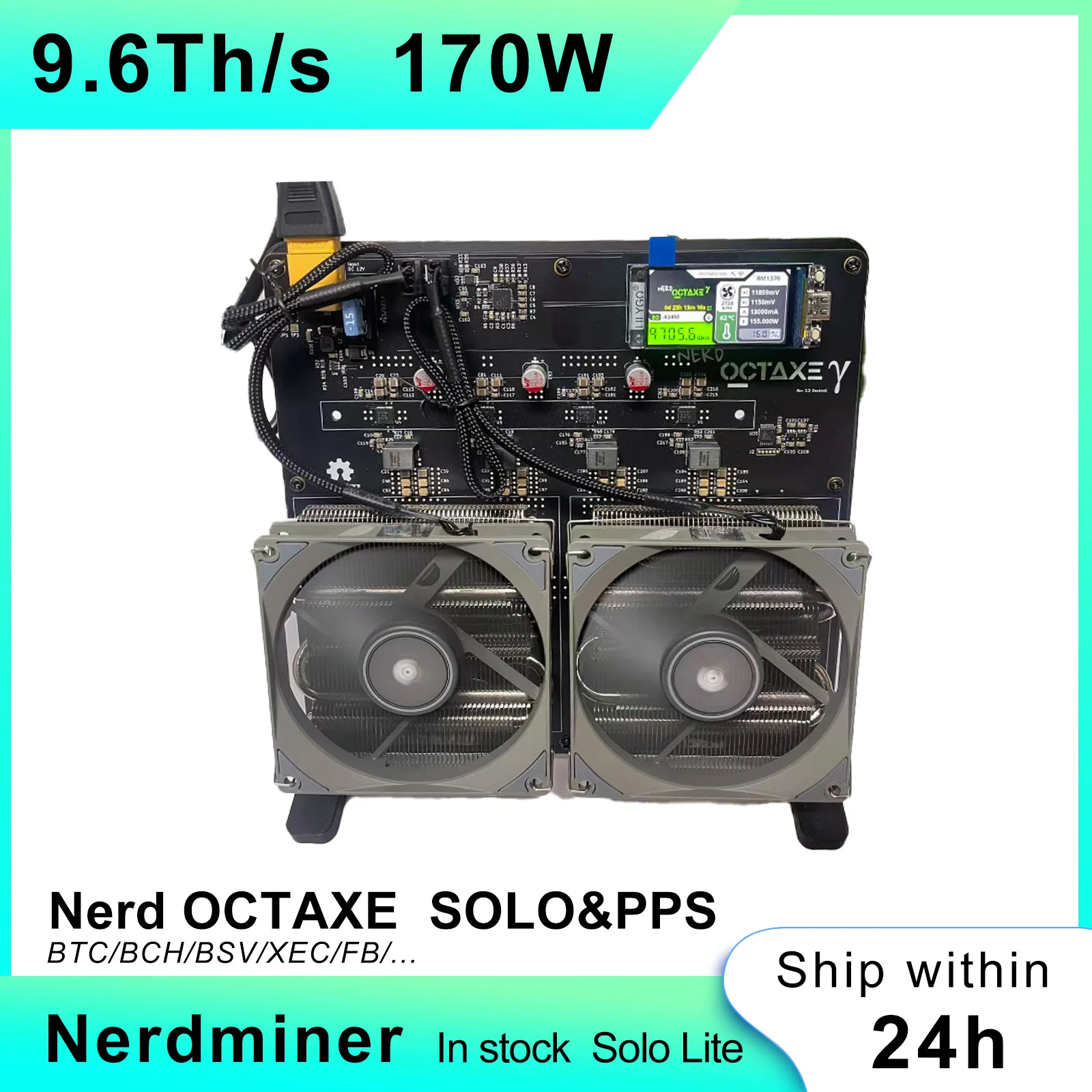 

Новая майнинг-машина NerdOCTAXE 2026 года, хешрейт 9.6TH/s, для майнинга Bitcoin, в комплекте с адаптером питания и соответствующим штекером.