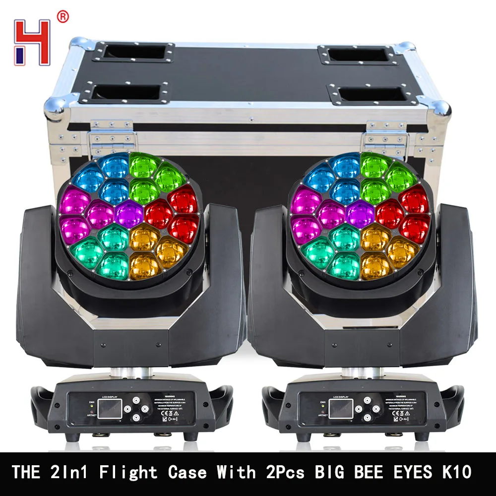 Moving Head LED Bee Eyes 19Pcs 15W RGBW 4In1 LEDs Mobile Light Lyre Zoom Beam And Wash Infinite Rotating DJ Effect For Stage Bar