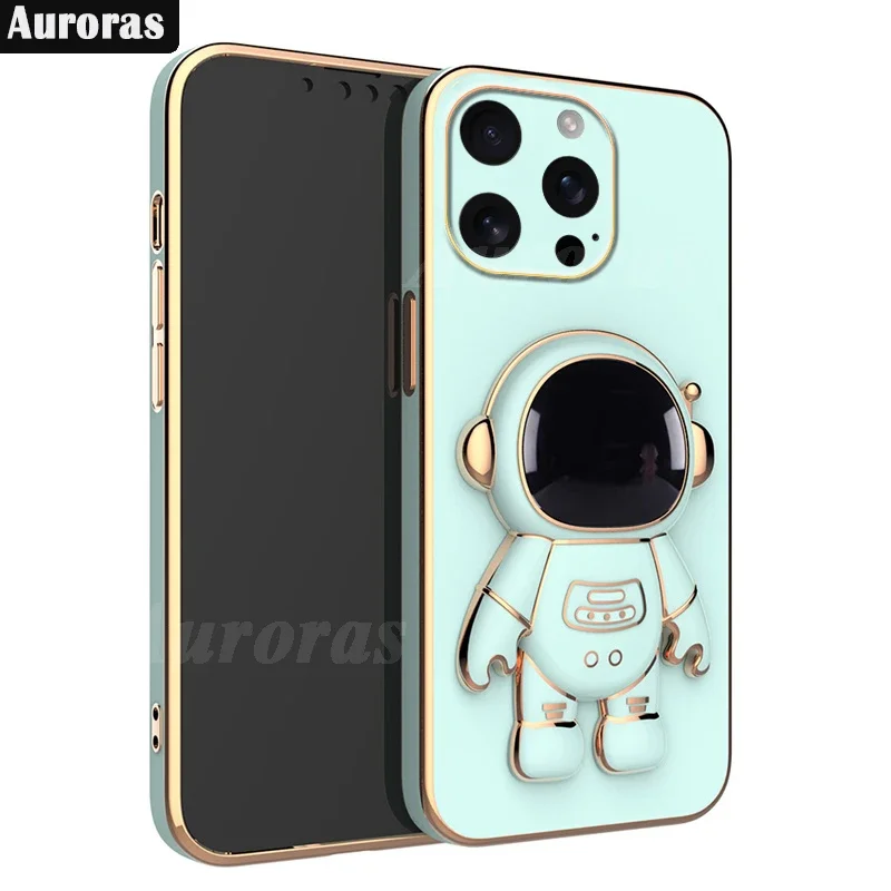 Skinlee per iPhone 16 Plus 16Pro Plus16 custodia per astronauta custodia morbida per cornice placcata per iPhone 16 Pro Max Pro16 custodia posteriore