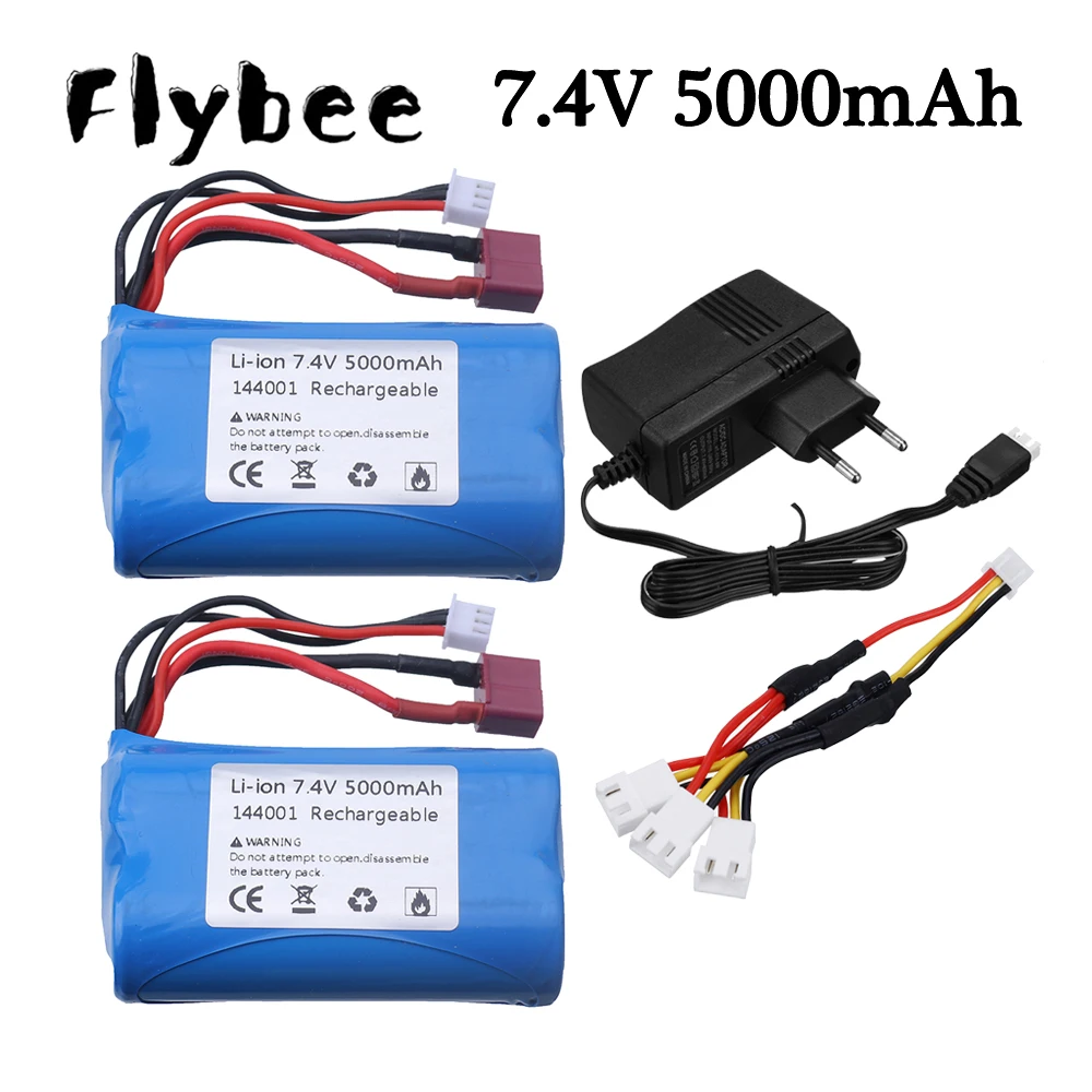 2S 7.4V Battery For Wltoys 144001 Racing Car 7.4V 5000mAh Li-ion battery Charger For Wltoys 1/14 144001 12428 RC Car Truck Parts