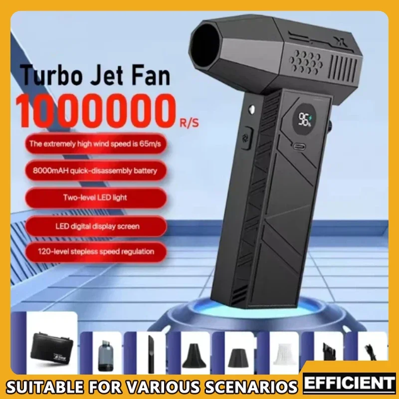 Turbo Jet Fan Handheld Air Blower 1000000RPM Powerful Dust Cleaner with Brushless Motor Rechargeable Vacuum PC Tool