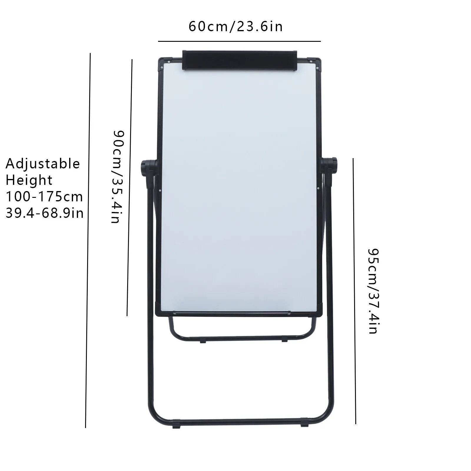 لوح مسح جاف مغناطيسي مزدوج الجوانب - سبورة بيضاء قابلة للطي مقاس 24 × 35 بوصة (2 × 3 قدم) مع صينية ماركر