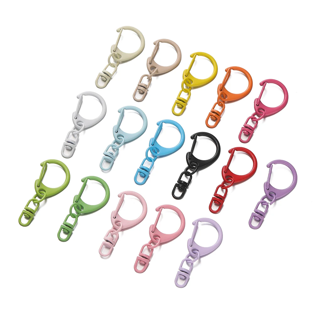 

5pcs Alloy Colorful D-shaped Hooks With Rotatable Eight-character Buckle for DIY Keychains Crafts Bag Charms Key Ring Findings