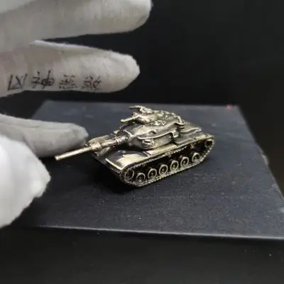 Pure Copper Solid Old World War Tiger Tank Model Military 3D Tank Miniature Soldier Model Decoration Desktop Ornament Toy Figure