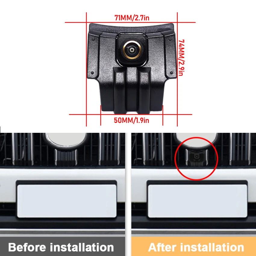 กล้องมองหน้ารถยนต์ AHD ความละเอียด 1920*1080P มุมมอง 170 องศา แบบ Fisheye สำหรับรถยนต์โตโยต้า แลนด์ ครุยเซอร์ ปราโด ปี 2018 2019 ปราโด 150 ปี 2020 2021 ติดตั้งที่กระจังหน้า