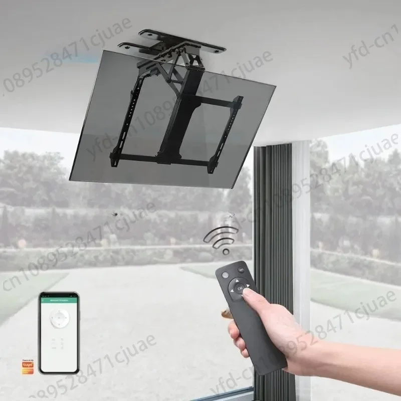 Adjustable Remote Control Retractable Motorized Lift Flip Down Pitched Roof Ceiling Folding Electric TV Wall Bracket Mount