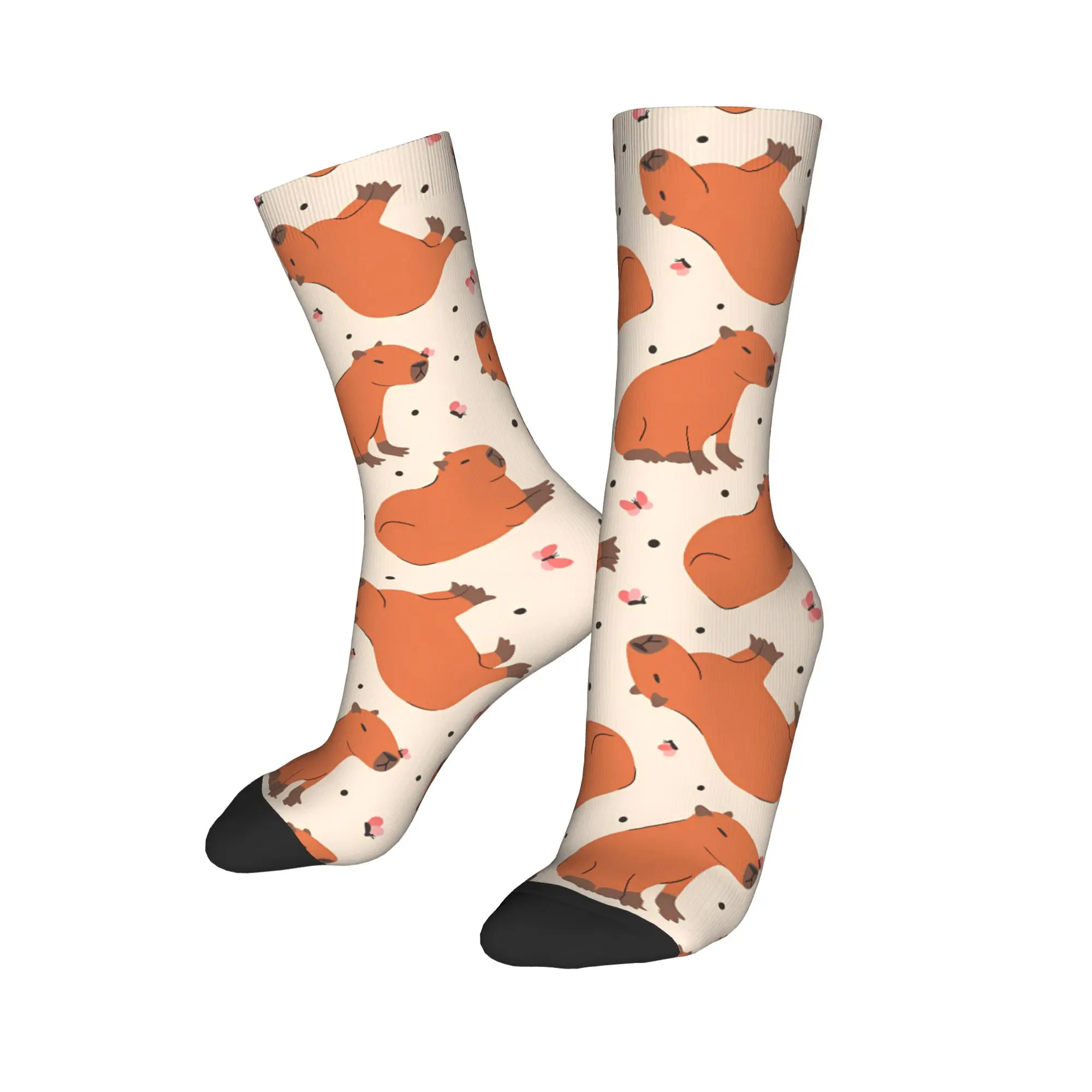 Orange Simple Capybara Socks  Graphic Stockings Non-Slip Men Socks Soft Winter Elegant Cycling Socks