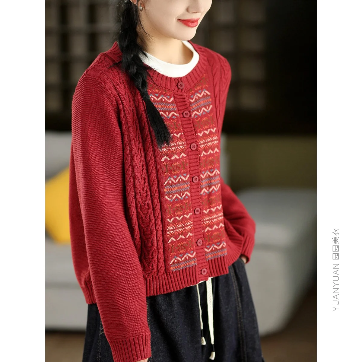 

High Quali Pure Cotton Yarn Women's Knitted Sweater Coat Vintage Twist Knitwear Artistic Tassel Open Cardigan Spring Outerwear