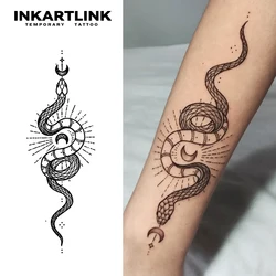 Moon and Snake temporary tattoo stickers, magic tattoos, herbal juice tattoos, lasting 1-2 weeks, realistic fake tattoos