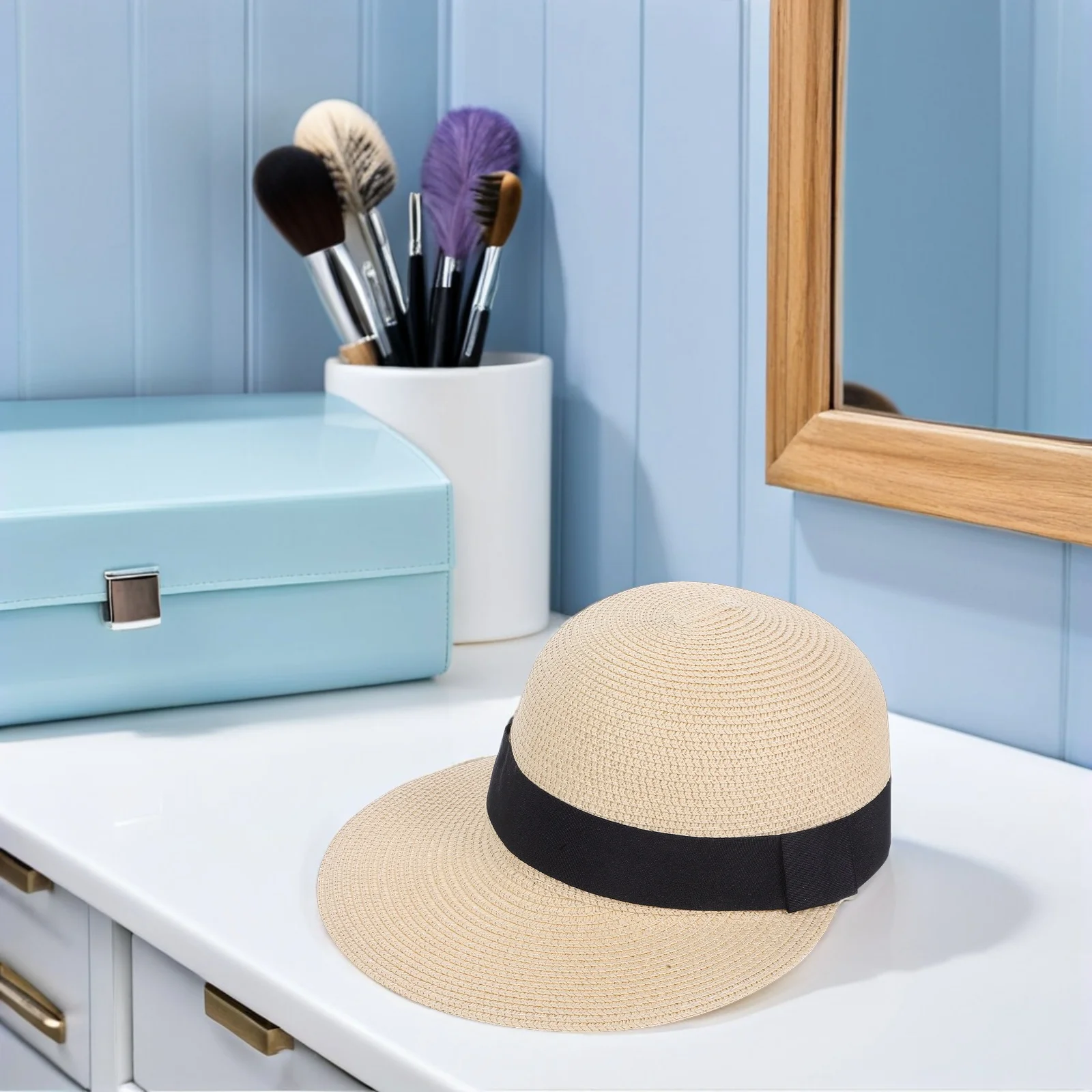 

Straw Sun Hat Foldable Visor Beach Natural Fiber Baseball Cap for Summer Travel
