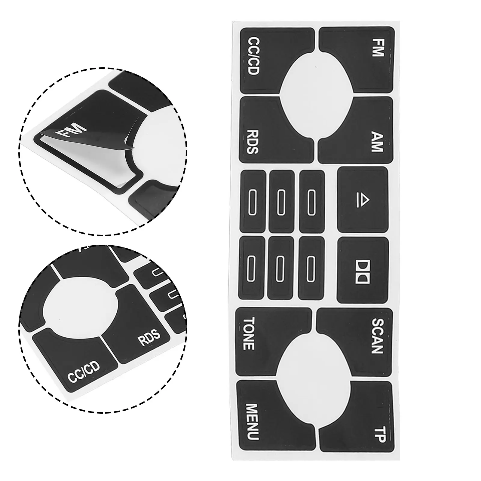 

Car Radio CD Aufkleber Reparatur Getragen Knopf Schalter For A4 B6 For A6 C5 High Grade Vinyl Black Overlay, White Lettering And