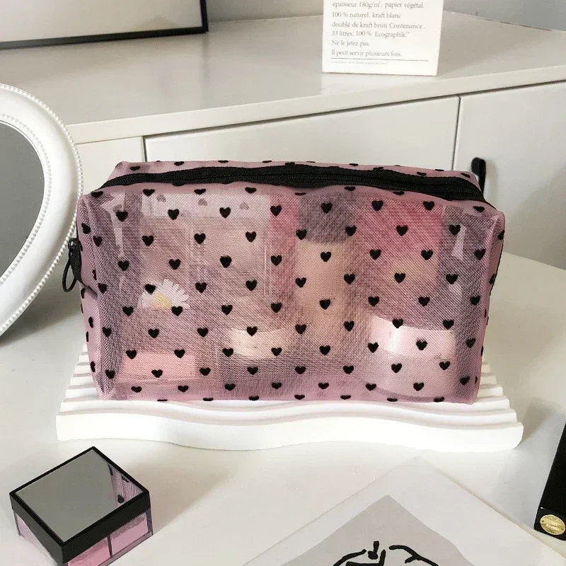 New Nylon Mesh Cosmetic Bag Portable Travel Toiletry Organizer Makeup Bag Multifunctional Women Lipstick Key Coin Purse Pouch