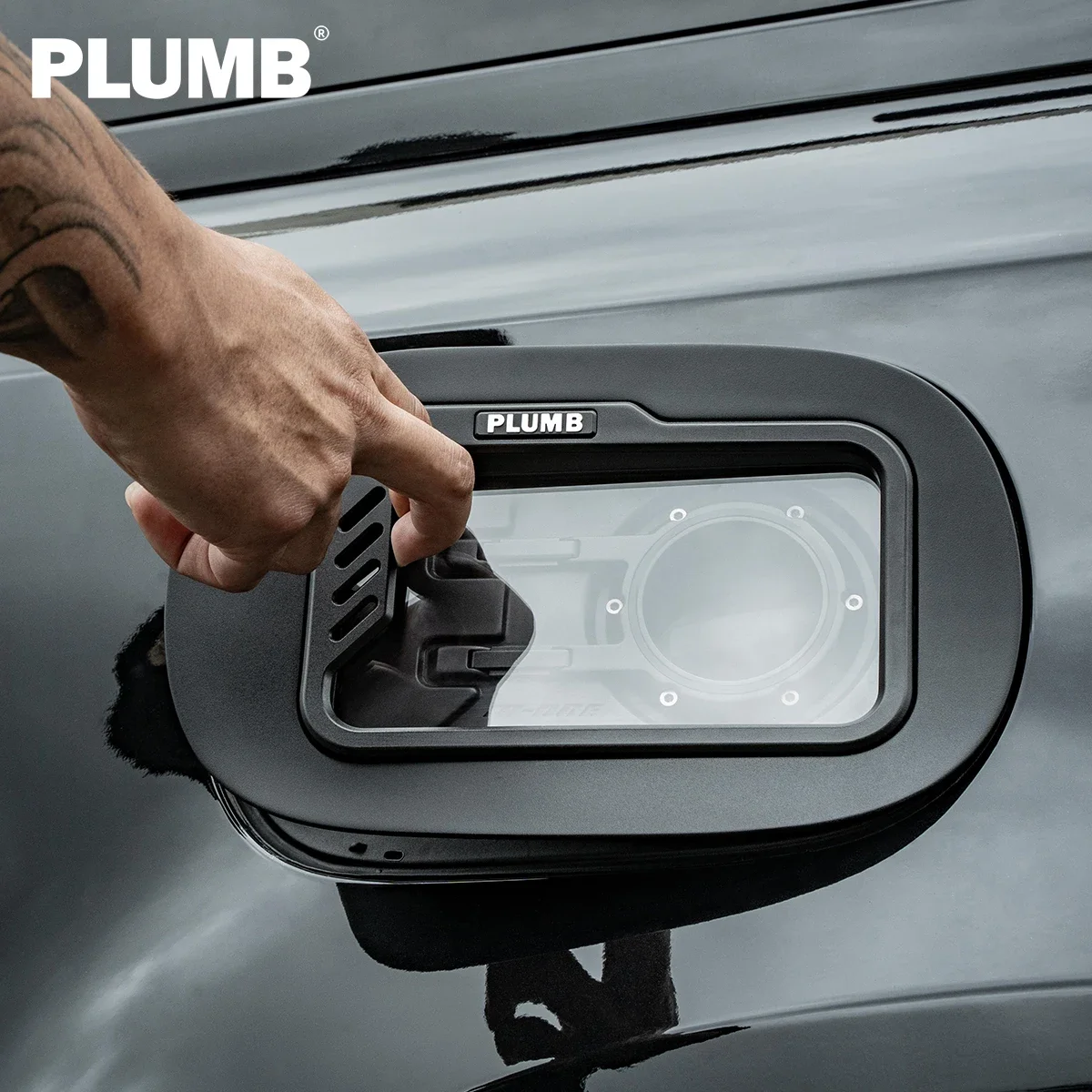 New style PLUMB Transparent Fuel Filler Door Gas Tank Cap Cover, Modified Exterior Fuel Tank Lid For Land Rover Defender 110/130