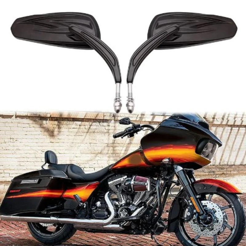 MotorcycleFlaming Chrome/Black Side Mirrors for Harley Davidson Softail Standard FXST Glide Electra Road Custom Dyna Touring New