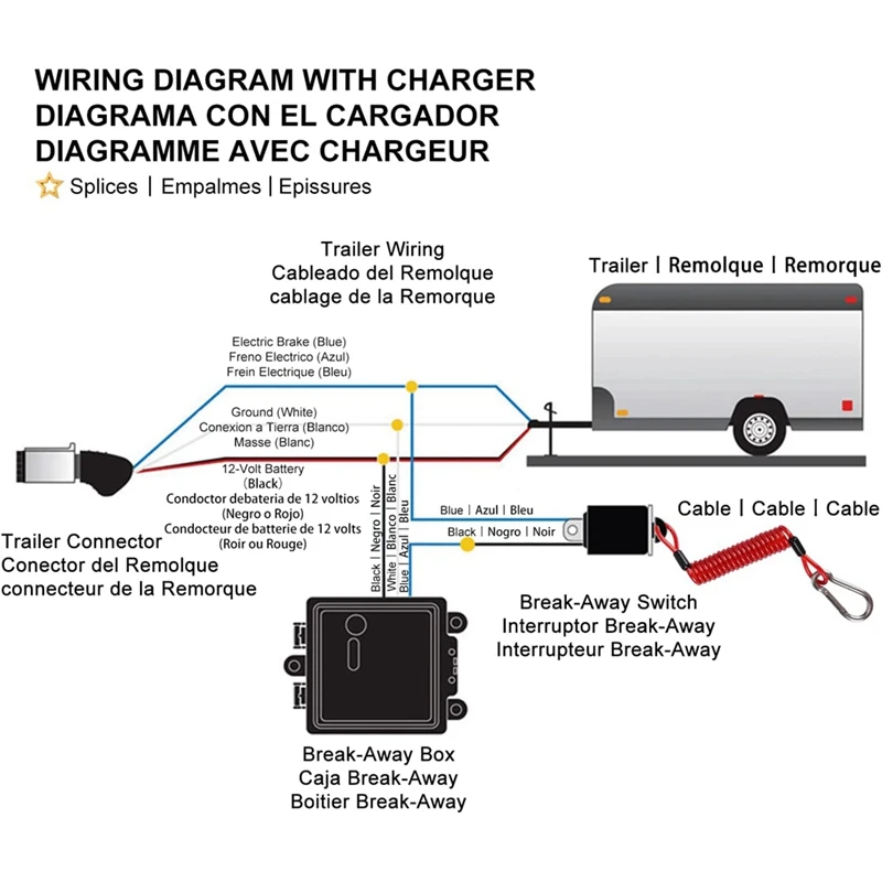 Kit rem Trailer Breakaway dengan saklar lampu Uji LED sistem Breakaway listrik