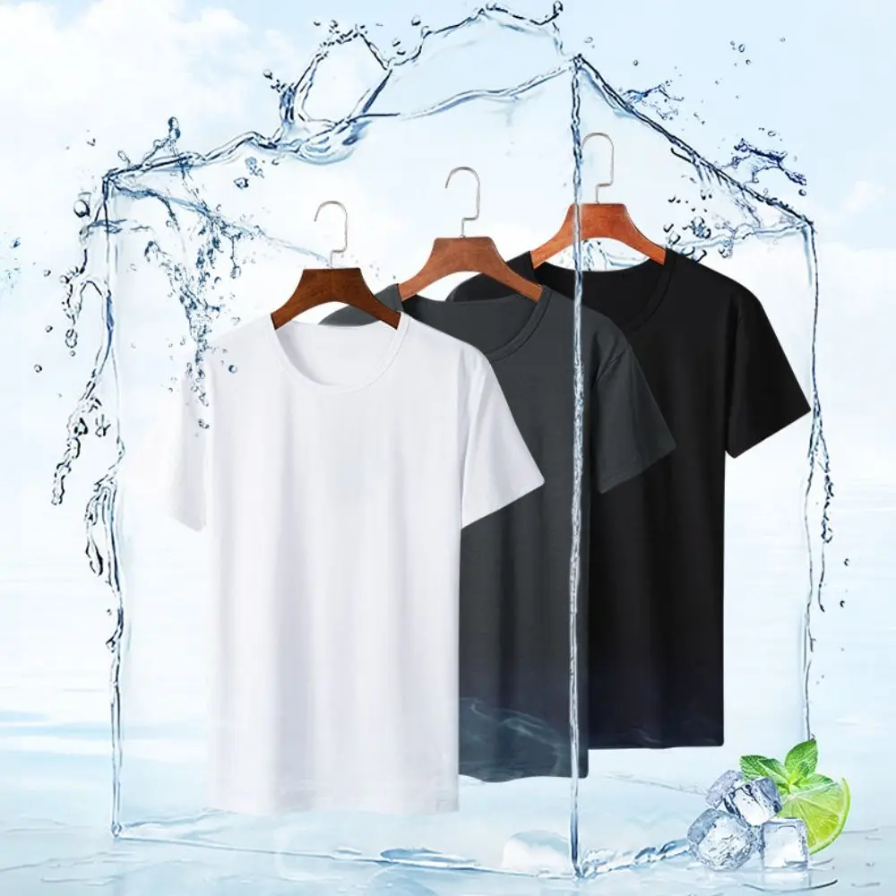 

Новые мужские футболки с круглым вырезом. Простая быстросохнущая футболка с коротким рукавом. Свободная нижняя рубашка. Мужская базовая футболка. Универсальная.