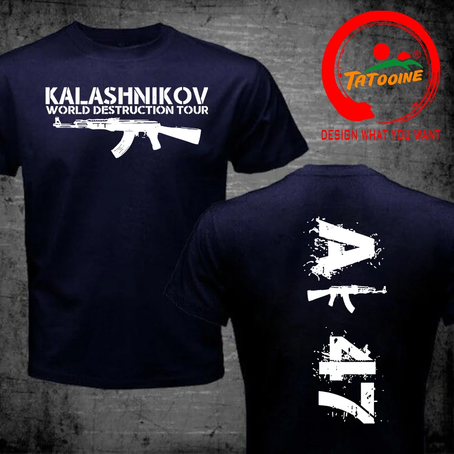 Man T-shirt Cotton Tee Shirt Brand Tops AK-47 KALASH Kalashnikov Cool Weapon T-shirt Black Man Summer T Shirt 4XL 5XL 6XL tshirt