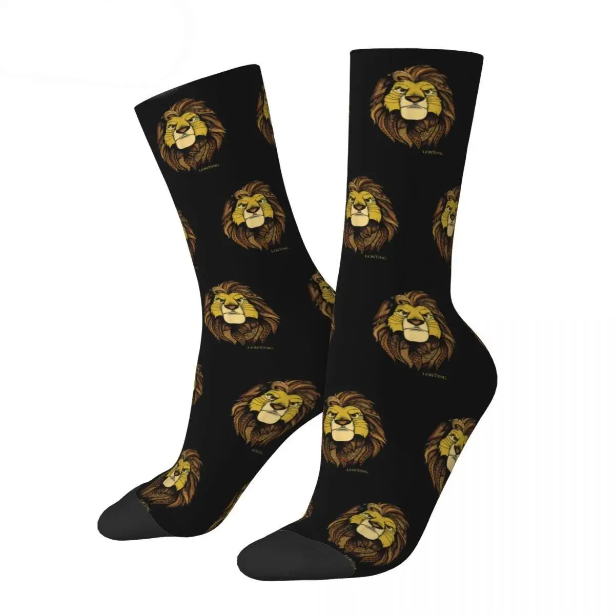 Winter Warm Fashion Unisex New The Lion King Socks Simba Face Distressed Non-slip Crew Socks