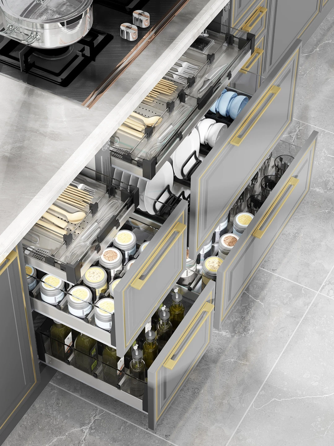 304 Stainless Steel Bowls, Dishes, Pulling Baskets, Tableware Storage, Drainage Baskets, Drawers, Pots,