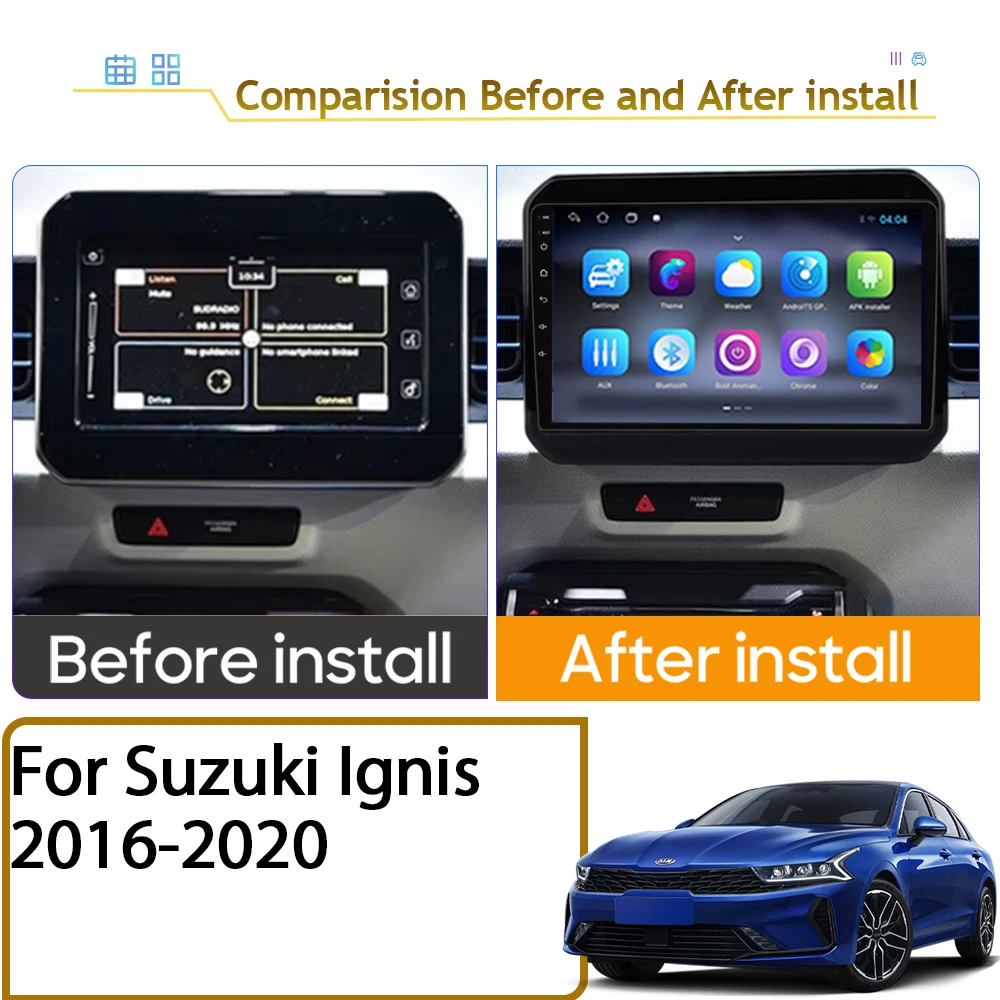 Android Car Radio For Suzuki Ignis 2016 - 2020 GPS Navigation Multimedia Player Head Unit Wireless Carplay QLED Screen No 2din