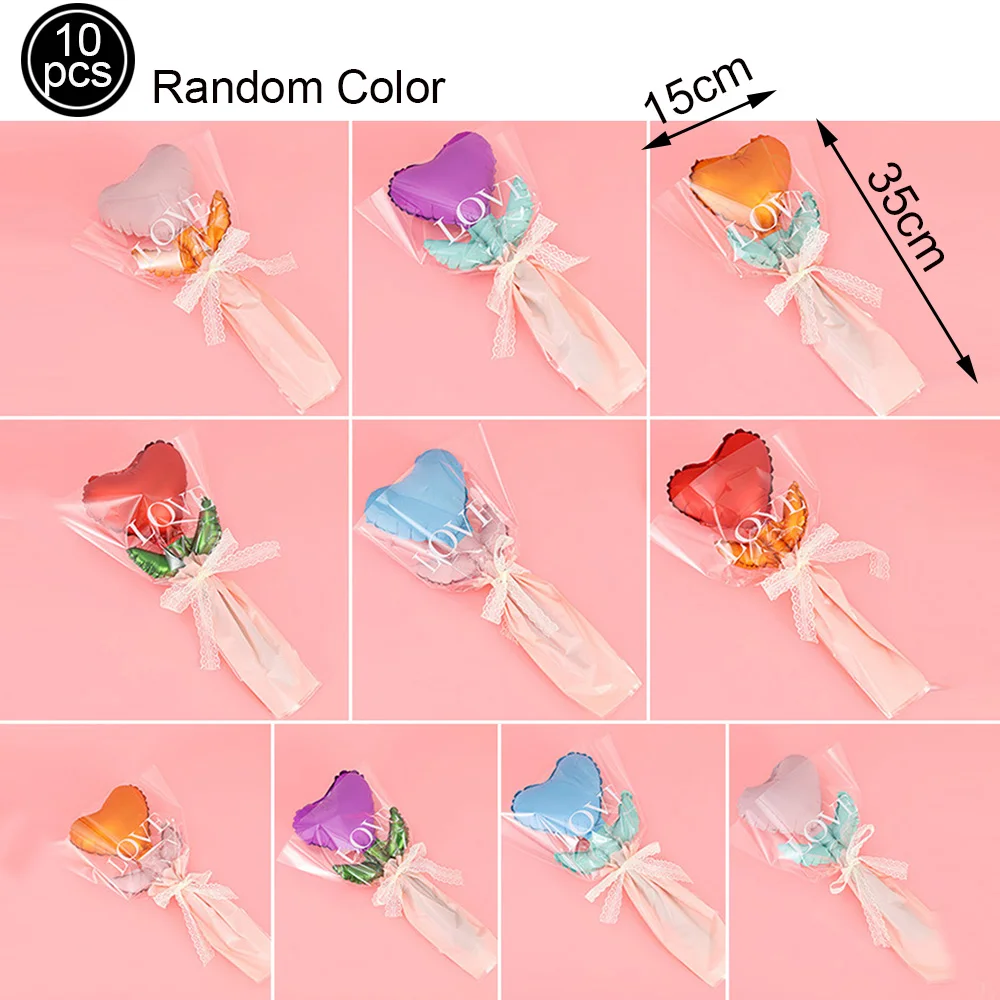 10pcs Mini Love Flower Balloons Love Shaped Balloons Valentines Day Balloon Mother's Day Decoration Baby Shower Party Supplies