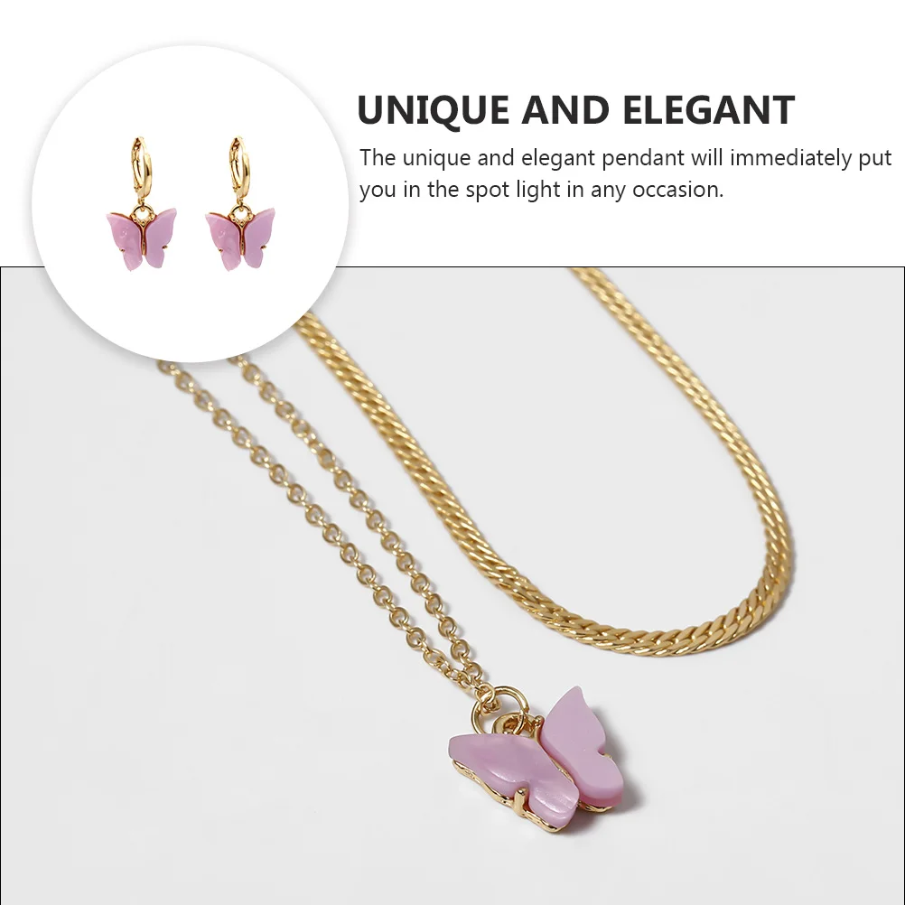 

Butterfly Necklace Set Fashion Earrings Alloy Necklaces Decorative Jewelry Set Gift Collarbone Chain Elegant Pendant