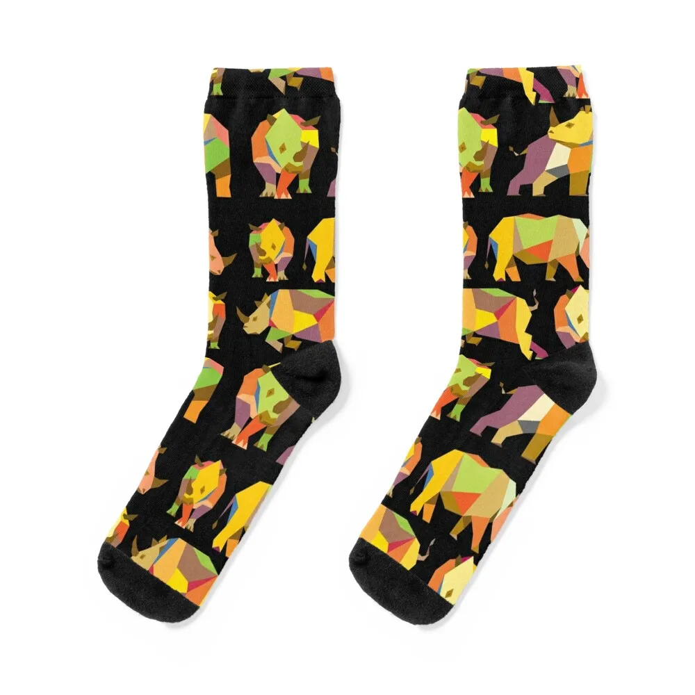 

rhinoceros geometric Socks Run essential snow tennis Men Socks Women's