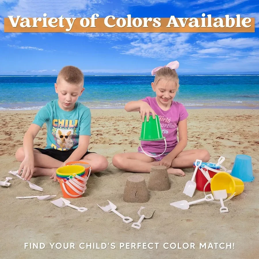 12 ensembles de seaux à sable avec pelles pour enfants, seaux de plage, jouets, cadeaux de fête, seau en plastique avec poignées