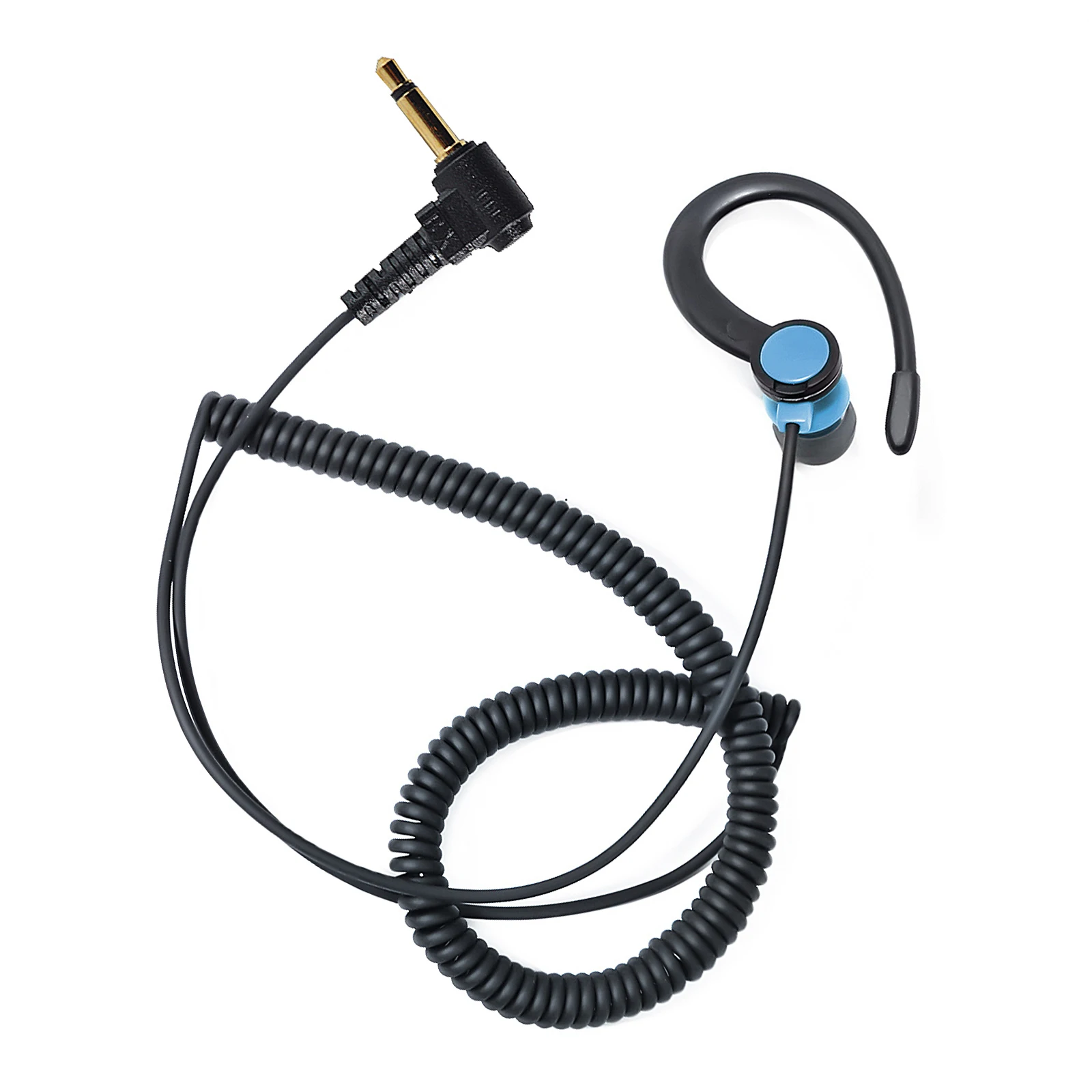 

3,5 мм приемник/наушник гарнитуры только для прослушивания с мягким ушным крючком в форме G для двусторонней радиосвязи/рации-динамика (синий)