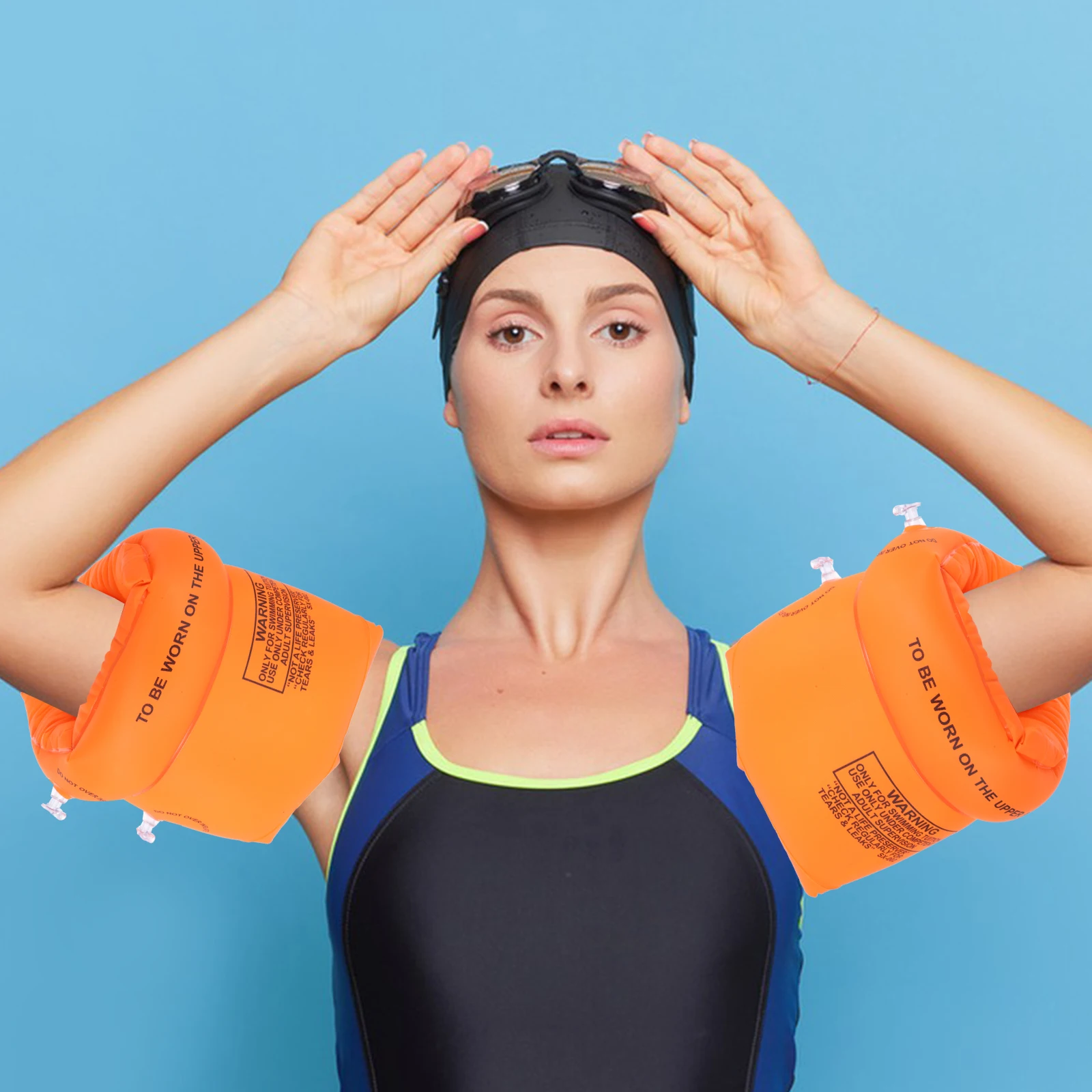 1 Para Opasek na Ręce dla Dorosłych do Pływania, Nadmuchiwane Opaski Wspomagające Pływanie do Basenu, na Plażę, Trening, Przyjazne dla Początkujących