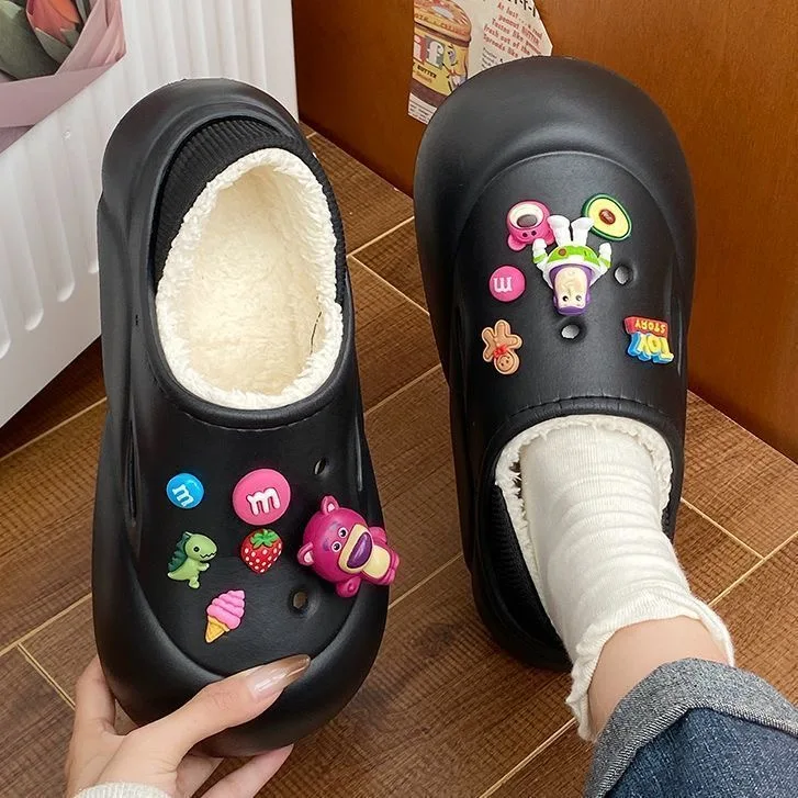 

Cotton slippers women's winter cartoon Lots-o '- Huggin' Bear thick soled anti slip cotton shoes office hole slippers