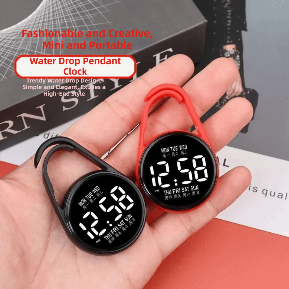 2Pcs Waterproof LED Electronic Hanging Watch Luminous Portable Pocket Watch LED Display Digital Display