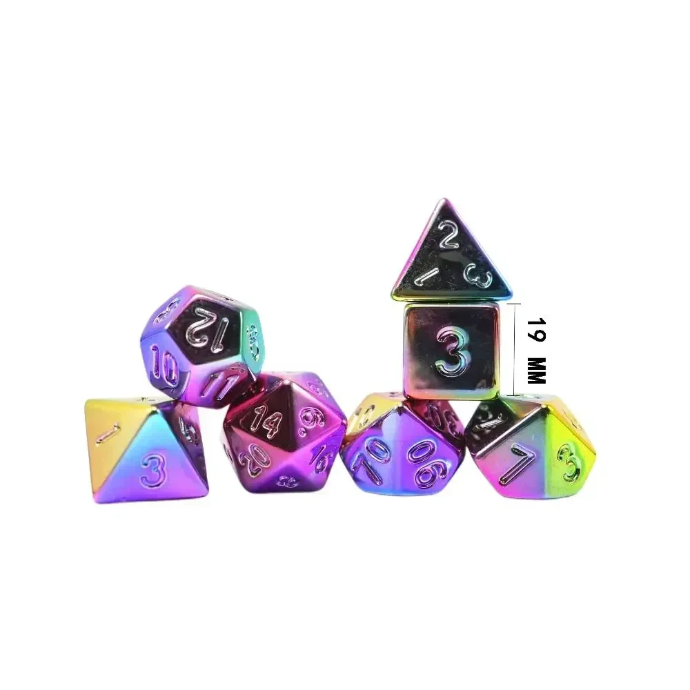 Gold Plating Dice para Jogos de Mesa, DND e RPG Polygonal Dice Set, Jogo de Tabuleiro Infantil, Party Gift, Cthulhu Run, Novo Estilo, 7 Pçs/Set