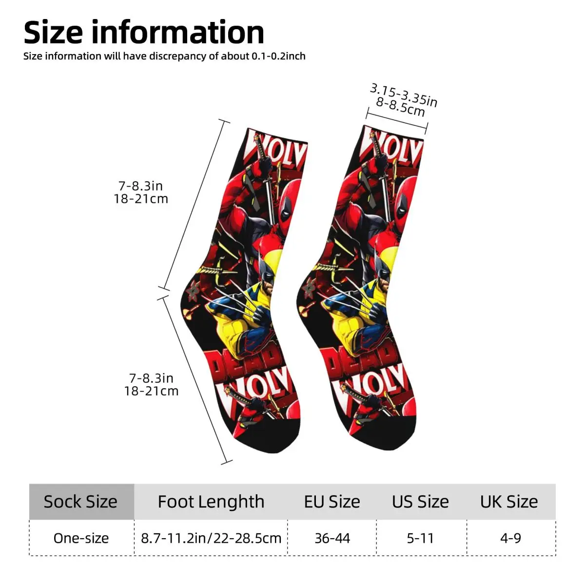 Funny Crazy Sock for Men Popular Movies Hip Hop Vintage Deadpool & Wolverine Happy Quality Pattern Printed Boys Crew compression