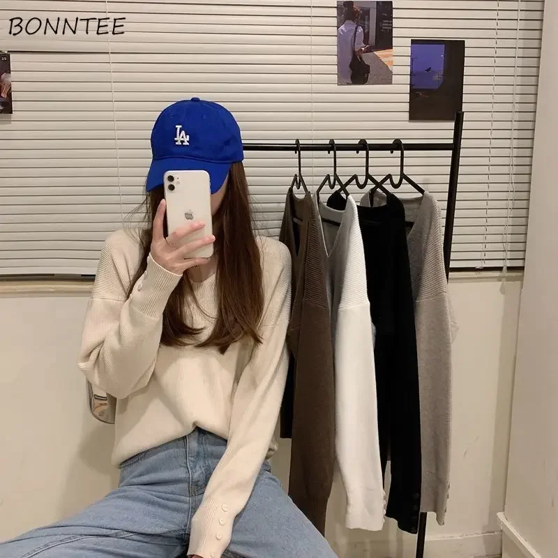 

V-neck Pullovers Women Sweater Leisure 5 Colors Basic All-match Simple Design Clothing Autumn Warm Preppy Tender Popular Daily